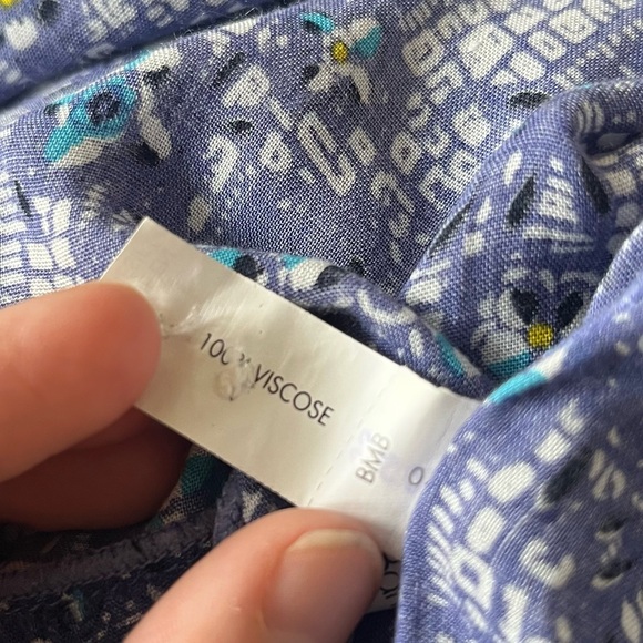 Poupette St Barth Clara Floral Blue Tassle Button Up Maxi Sun Dress EUC Size S - Picture 8 of 9